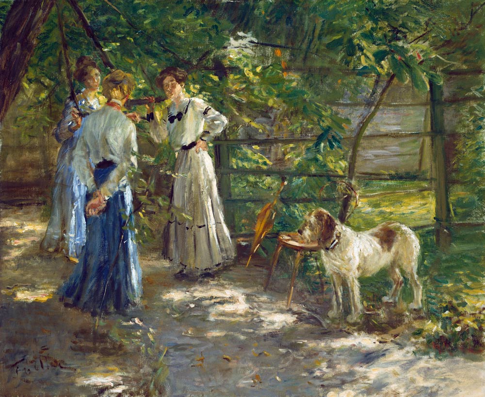 Die Töchter im Garten van Fritz von Uhde