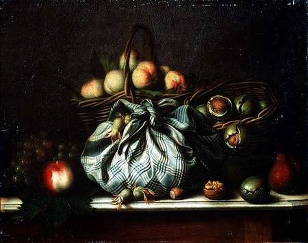 Baskets of Fruit, Walnuts and Nuts in a Knapsack van Gagneux