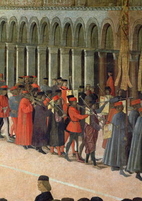 Musicians, detail from the Procession of the Cross in St. Mark's Square, 1496 (oil on canvas) (detai van Gentile Bellini