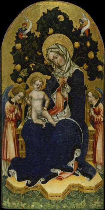 Virgin and Child Enthroned with Worshipping Angels and Prophets van Gentile da Fabriano
