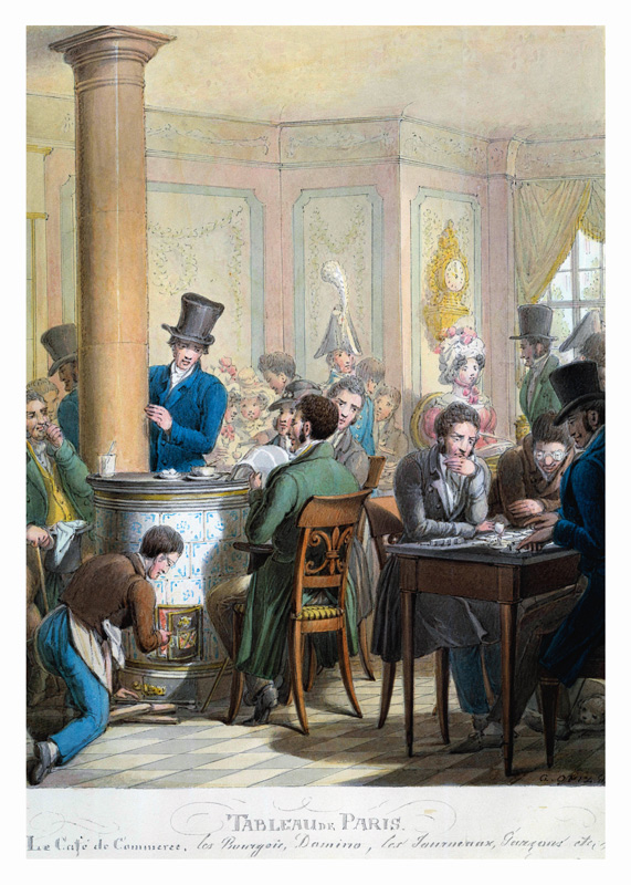 The Cafe de Commerce, from 'Tableau de Paris'  on van Georg Emanuel Opitz