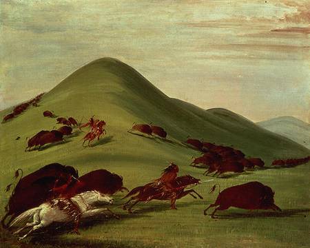 The Buffalo Hunt van George Catlin