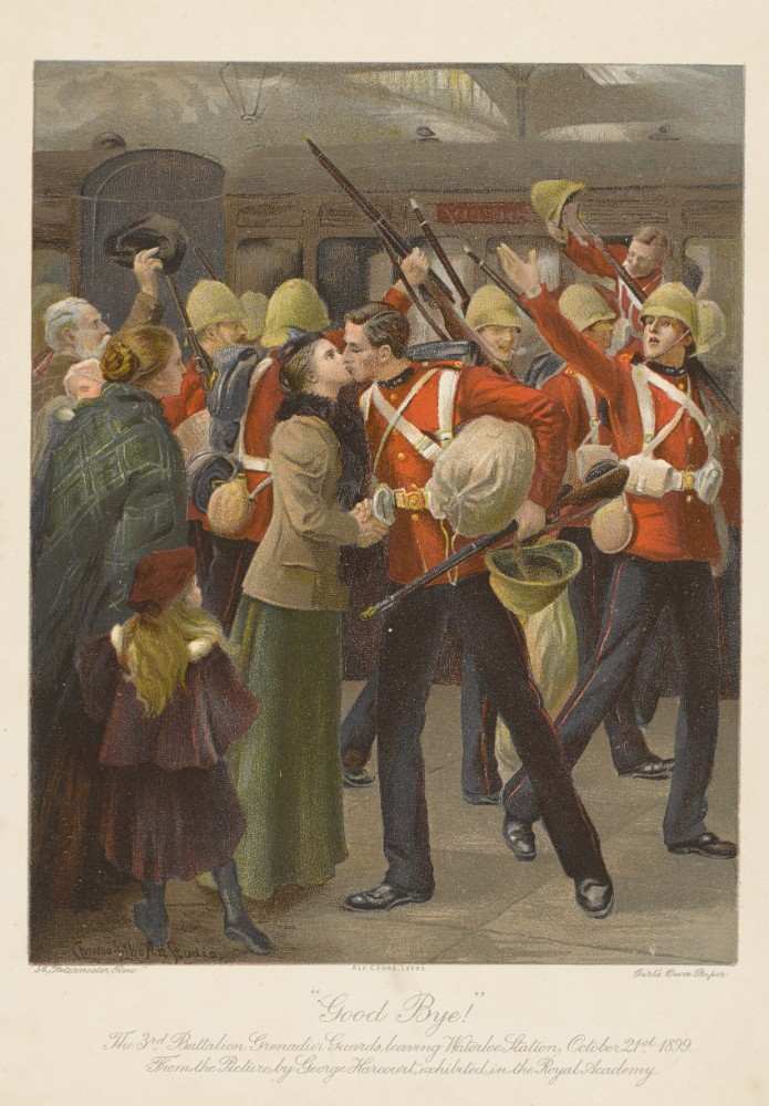 Good bye! The 3rd Battalion Grenadier Guards Leaving Waterloo Station van George Harcourt