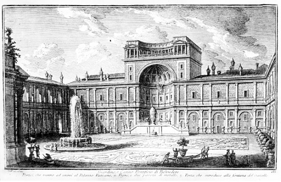 The Belvedere Court in the Vatican Rome van George Vertue