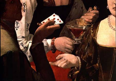 The Cheat with the Ace of Diamonds, detail of the players van Georges de La Tour