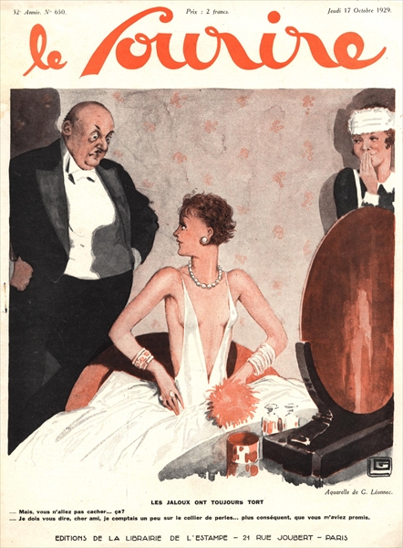 Front cover of ''Le Sourire'', October 1929 (colour litho)  van Georges Leonnec