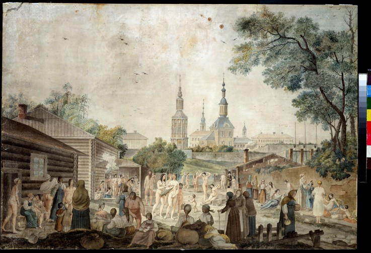 View of the Serebryanichesky Bath Houses in Moscow van Gerard de la Barthe