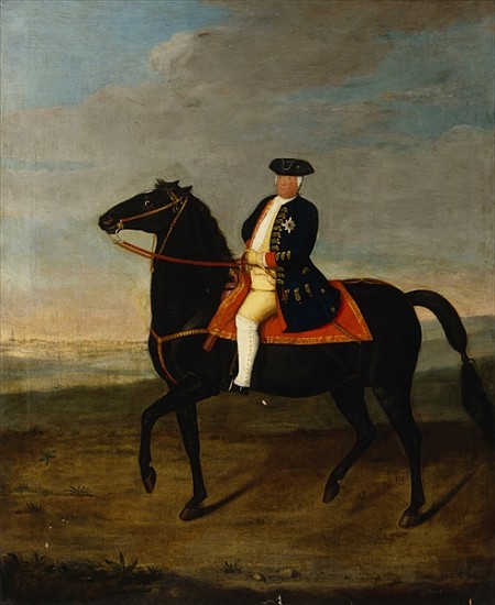 King Frederick William I on Horseback with Potsdam in the background, c.1735 van German School
