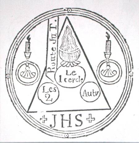 Magic Circle, copy of an illustration from 'Dreyfacher Hollenzwang' by Dr Faustens, Passau 1407, Rep van German School