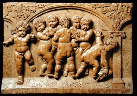 Relief panel depicting a group of putti van German School