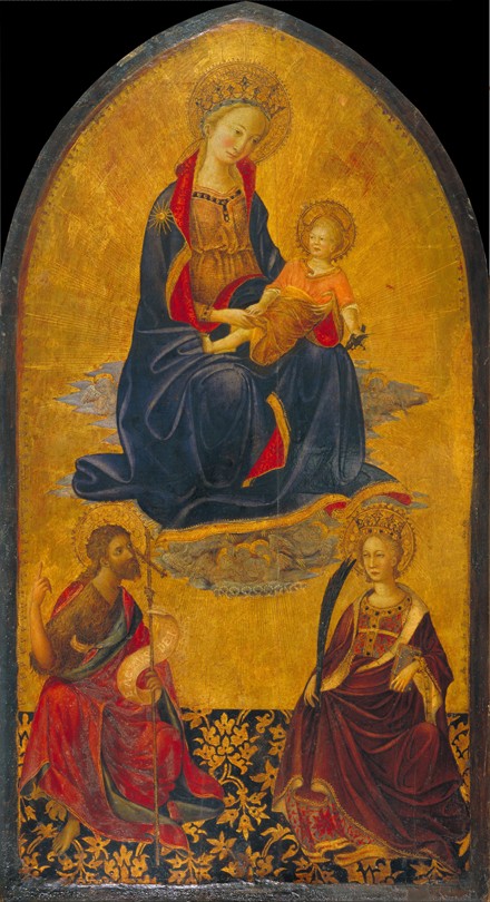 The Adoration of the Virgin and Child by Saint John the Baptist and Saint Catherine van Gherardo Starnina