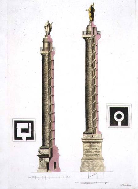 Trajan's column, Rome, from 'Le Costume Ancien et Moderne' by Jules Ferrario van Giacomo Bussi