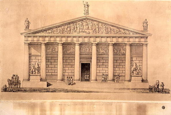 The Riding School of the Imperial Guards, St. Petersburg (engraving) van Giacomo Quarenghi
