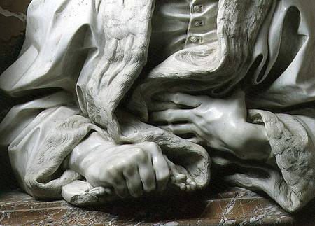 Bust of Gabrielle Fonseca (doctor of Pope Innocent X) detail of hands clutching robe, from the Fonse van Gianlorenzo Bernini