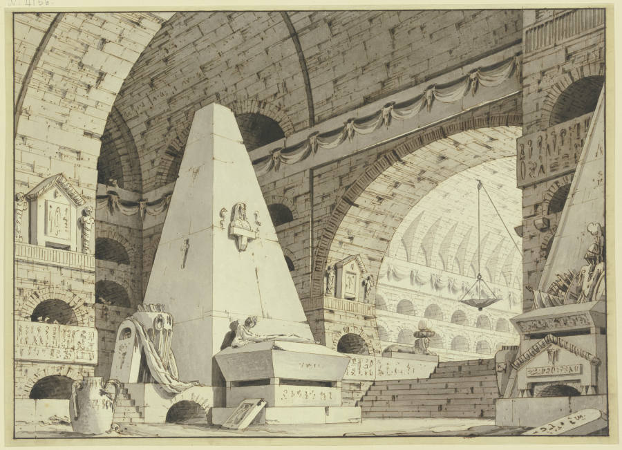 Grabgewölbe mit einer Pyramide van Giorgio Fuentes
