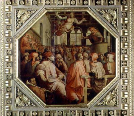 Prayer of Antonio Giacomini for the war with Pisa from the ceiling of the Salone dei Cinquecento van Giorgio Vasari