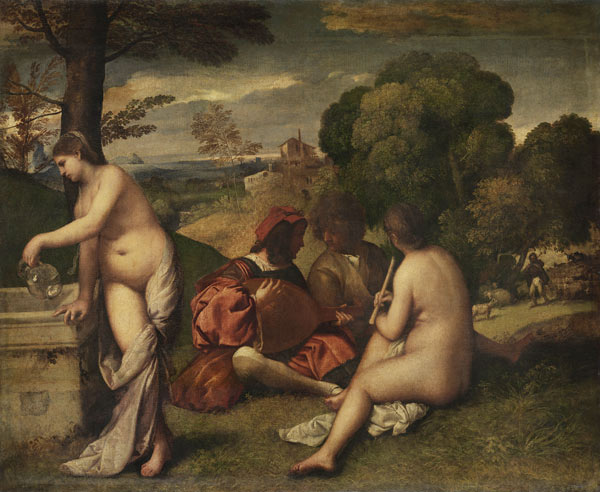 Ländliches Konzert van Giorgione (eigentl. Giorgio Barbarelli oder da Castelfranco)