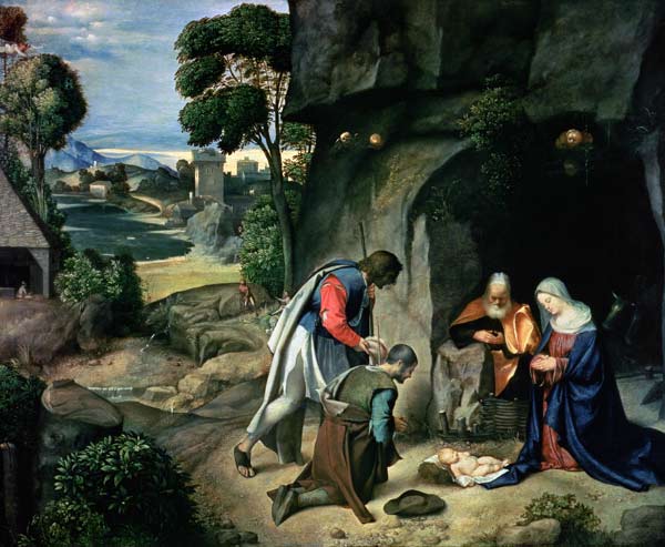 The Adoration of the Shepherds (The Allendale Nativity) van Giorgione (eigentl. Giorgio Barbarelli oder da Castelfranco)