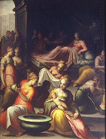 Die Geburt Johannes des Täufers. van Giovanni Battista Naldini