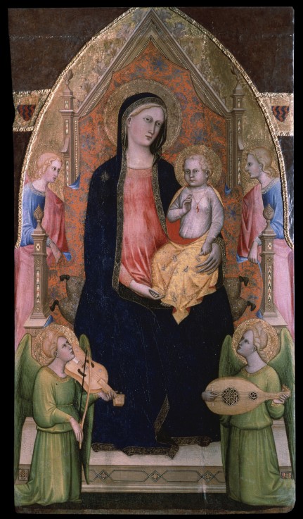 The Virgin and Child enthroned with attendant Angels van Giovanni di Bartolomeo Cristiani