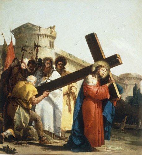 Simon von Kyrene hilft Christus das Kreuz zu tragen van Giovanni Domenico Tiepolo