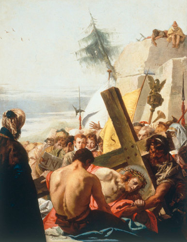 Christus stürzt zum dritten Mal unter dem Kreuz van Giovanni Domenico Tiepolo