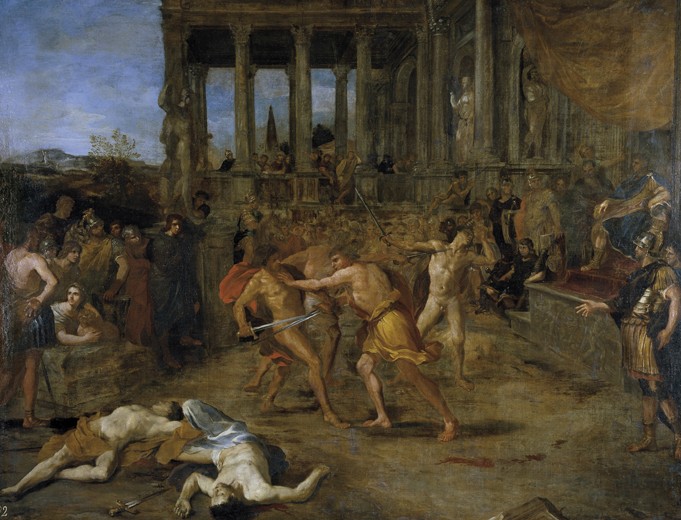 Gladiator Fights van Giovanni Lanfranco