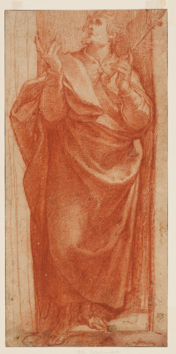 Stehender aufblickender König mit Lilienzepter van Girolamo Muziano