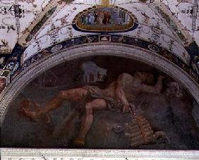 The loggia, detail of lunette in the vault depicting Pan and satyrs