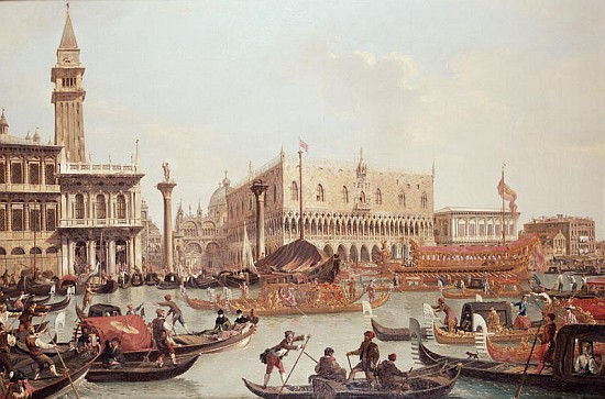 View of the Doge''s Palace and the Piazzetta, Venice van Giuseppe Bernardino Bison