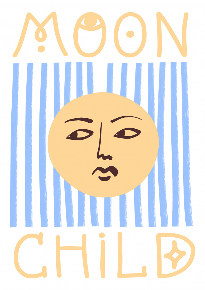 Striped Moon Child van Grace Digital Art Co