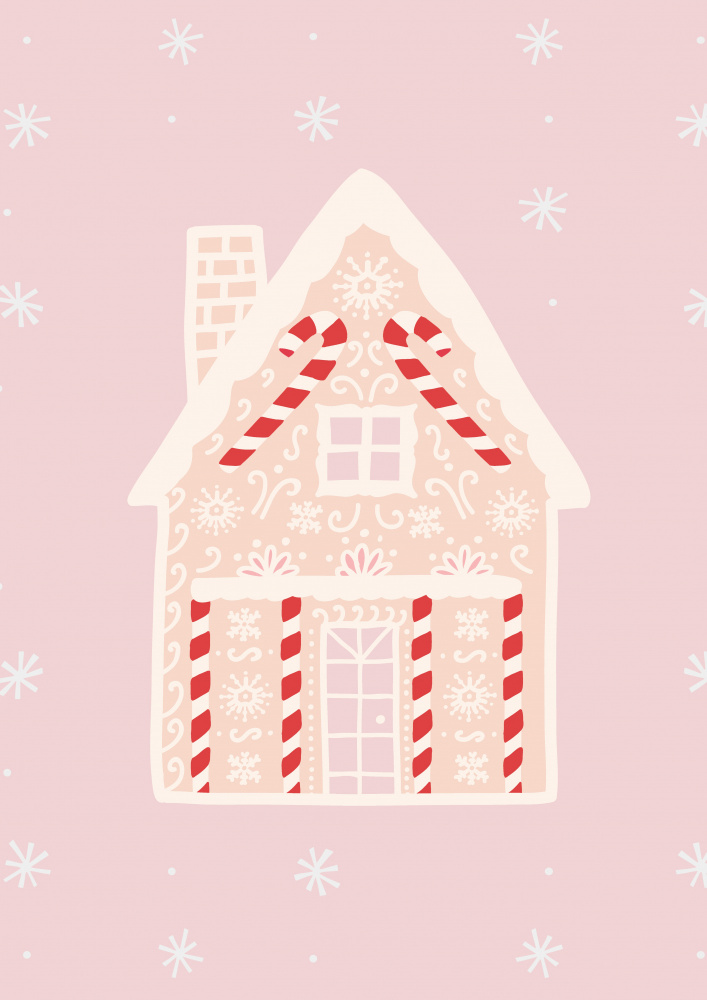 Pink Gingerbread House van Grace Digital Art Co