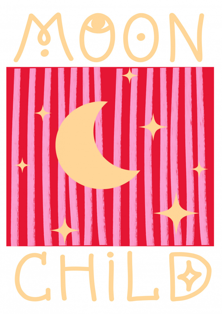 Pink and Red Moon Child van Grace Digital Art Co