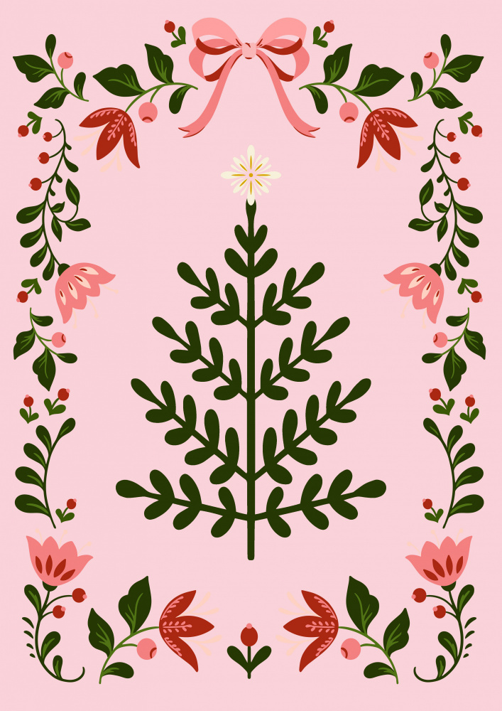 Pink Christmas Tree van Grace Digital Art Co