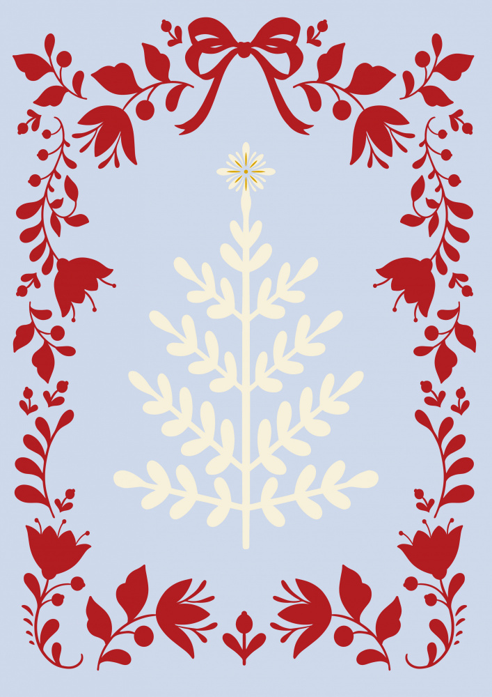 Christmas Tree Blue and Red van Grace Digital Art Co