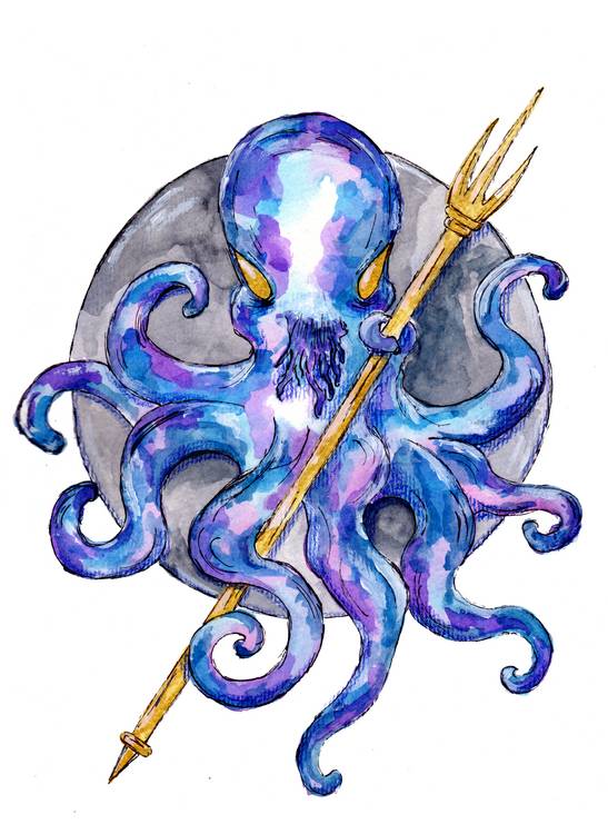 Purple Octopus with Trident van Sebastian  Grafmann
