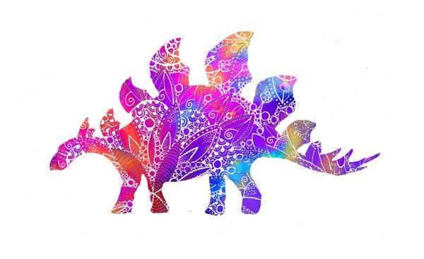 Rainbow Mandala Stegosaur Dinosaur van Sebastian  Grafmann