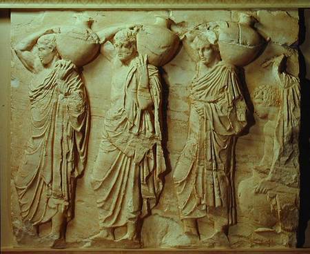 Relief depicting hydria carriers from the North Frieze of the Parthenon van Greek School