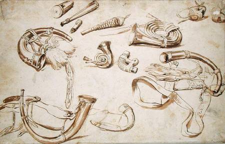 Hunting Paraphanalia (pencil, pen and van Giuseppe Pellizza da Volpedo