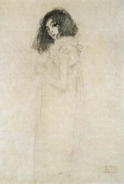 Portret van een jonge vrouw  - Gustav Klimt van Gustav Klimt