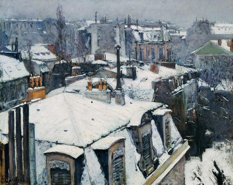 Daklandschap in de sneeuw van Gustave Caillebotte
