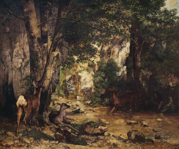 The Return of the Deer to the Stream at Plaisir-Fontaine van Gustave Courbet
