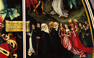 Epitaph der Schwestern Walther Detail der rechte Tafelafel: Die Frauen der Familie van Hans Holbein (de oude)