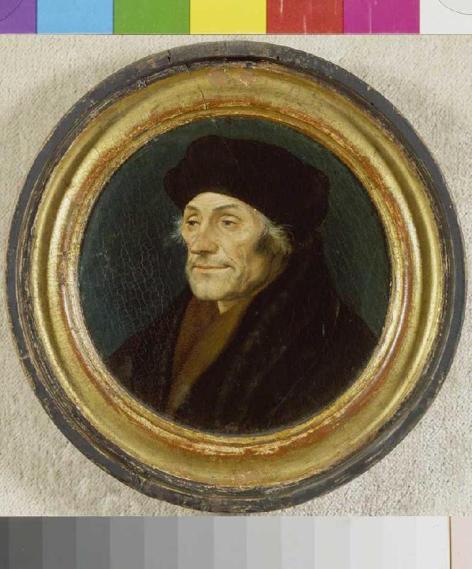 Bildnis des Erasmus von Rotterdam im Rund. van Hans Holbein d.J.