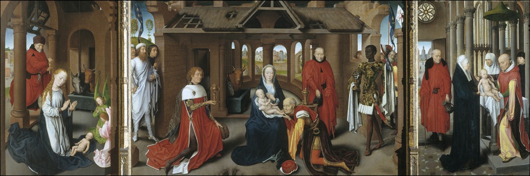Nativity. The Adoration of the Magi. The Presentation of Jesus at the Temple van Hans Memling