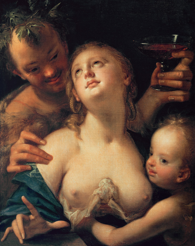 Bacchus, Venus and Cupid van Hans von Aachen