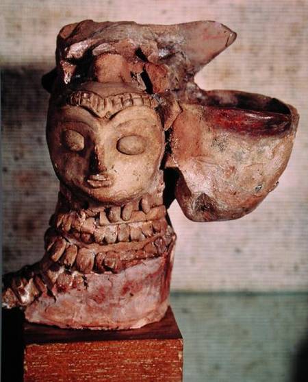 Lamp in the form of a female head, from Mohenjo-Daro, Indus Valley, Pakistan van Harappan