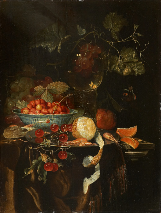 Still Life with Fruit and a Chinese Porcelain Bowl with Strawberries van Harmen Loeding