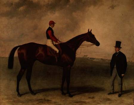 "Gladiateur" with Harry Grimshaw up and his owner, Count Frederic de Lagrange van Harry Hall