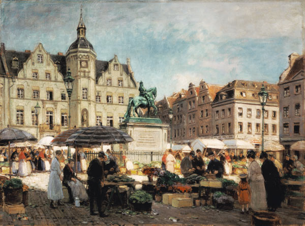 Markt am Jan Wellem in Düsseldorf van Heinrich Hermanns